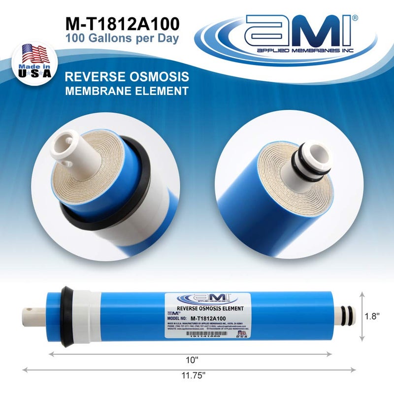 APPLIED MEMBRANES INC. 100 GPD Reverse Osmosis Membrane | RO Membrane Water Filter Replacement for Reverse Osmosis Water Filtration System | 1.8” x 12” Universal Compatibility | Made in USA - Image 2